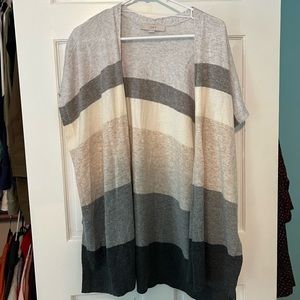 Grey & Tan Striped Cardigan